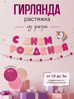 Фетровая растяжка С Днем Рождения для праздника AIDA PERFECT